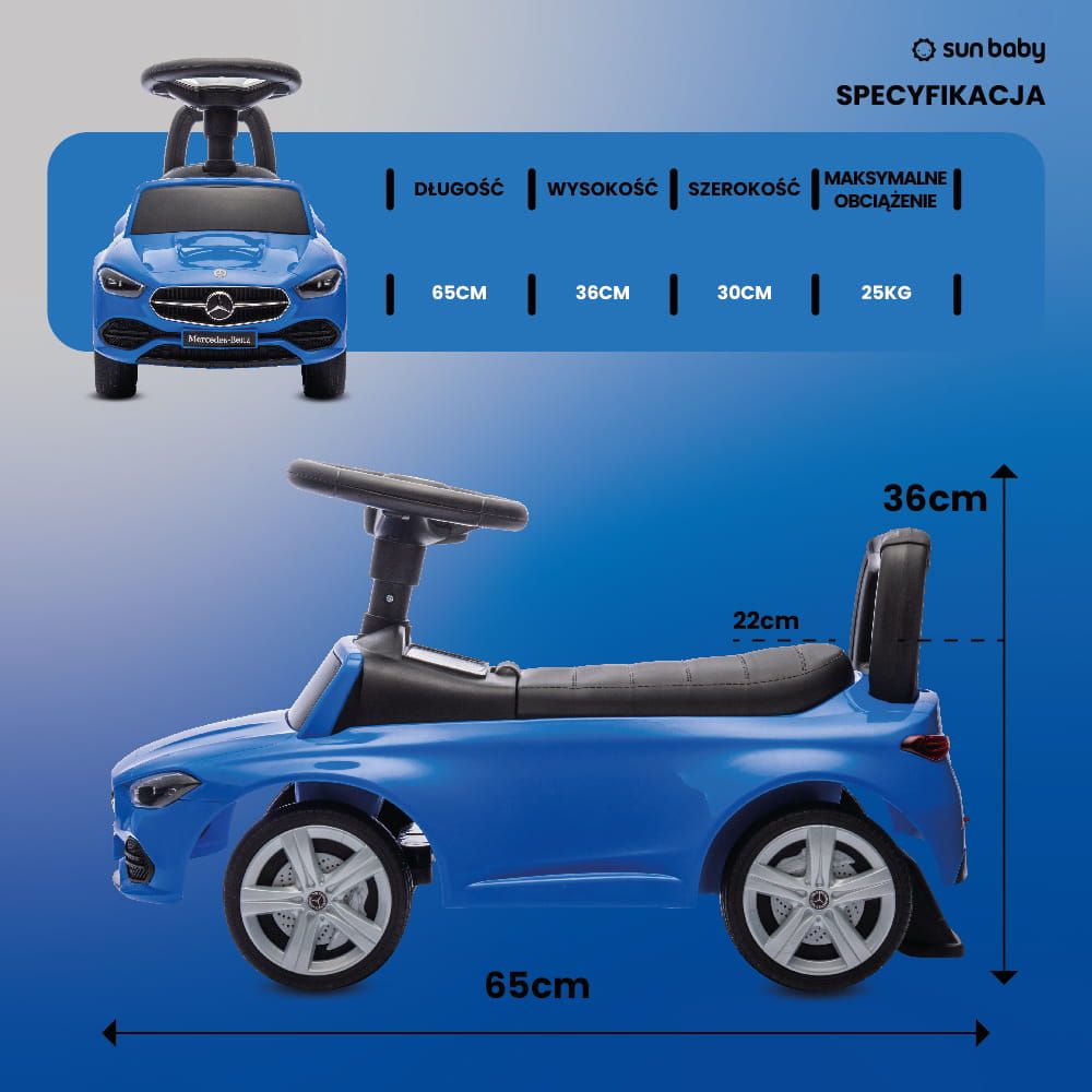 Jeździk pchacz chodzik Mercedes C-Class niebieski Sun Baby
