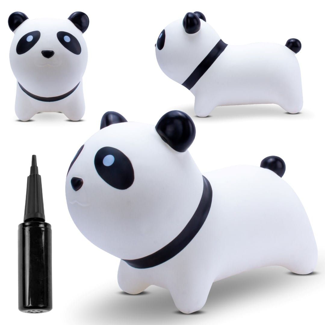 Skoczek gumowy dla dzieci PANDA biały do skakania z pompką II gatunek