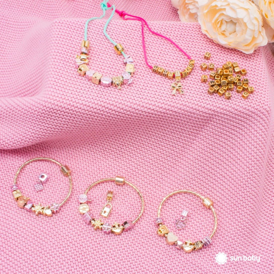 Zestaw do robienia bransoletek biżuterii zawieszki koraliki bransoletki naszyjniki 120 el Sun Baby