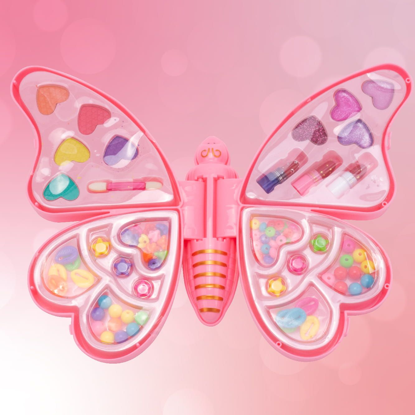 Zestaw do robienia bransoletek biżuterii makijażu koraliki Makeup naklejki pomadki Diy Motyl 2w1 Sun Baby