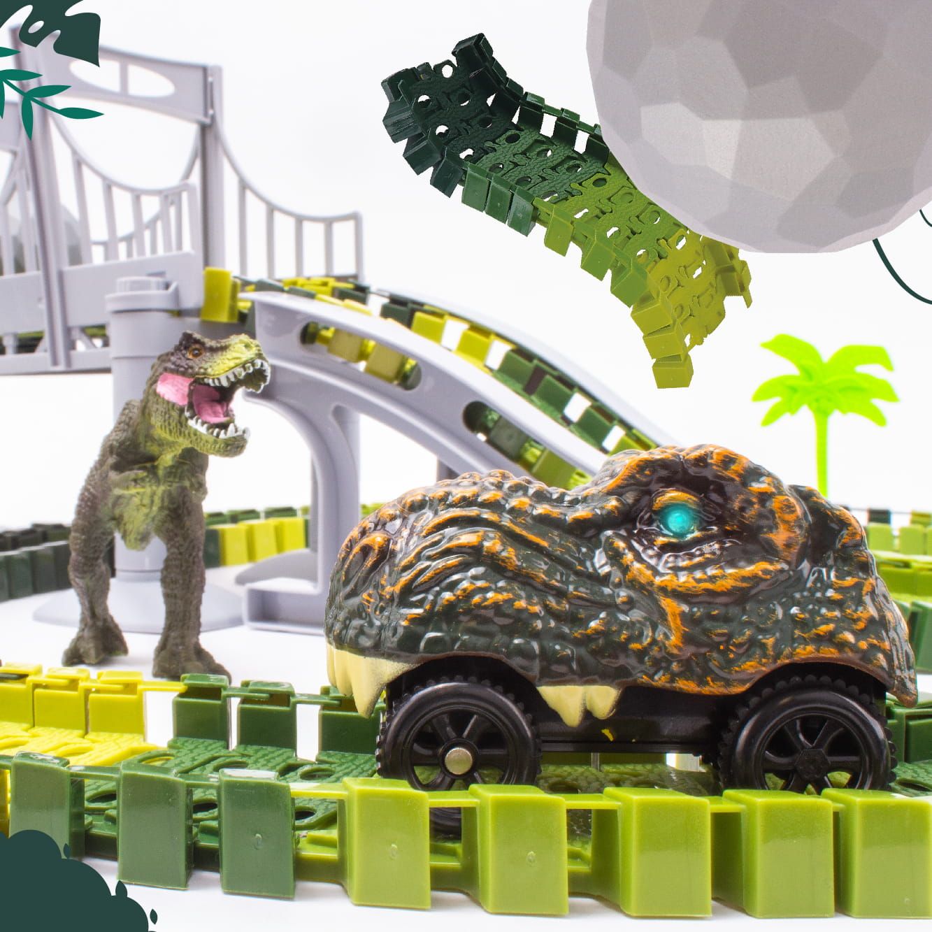 Tor wyścigowy samochodowy dla dzieci Duży Dinozaur 196 el Dinozaury Auto Sun Baby