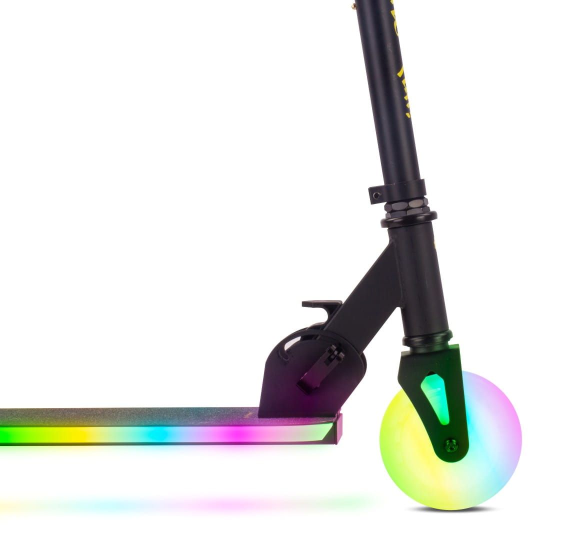 LUMI RIDE Hulajnoga dwukołowa dla dzieci składana regulowana LED 7 kolorów 20 programów czarny żółty Sun Baby