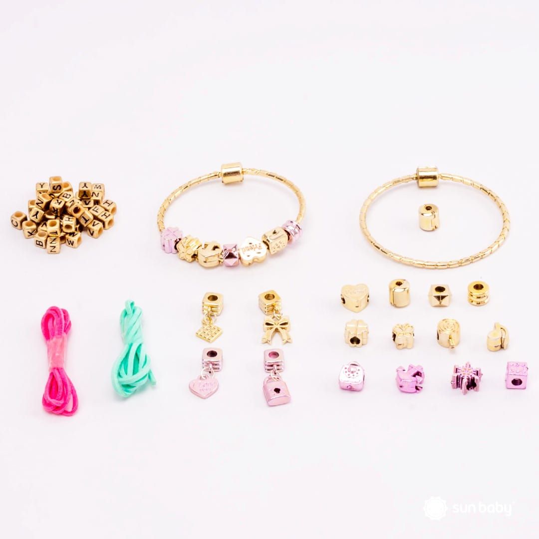 Zestaw do robienia bransoletek biżuterii zawieszki koraliki bransoletki naszyjniki 65 el Sun Baby