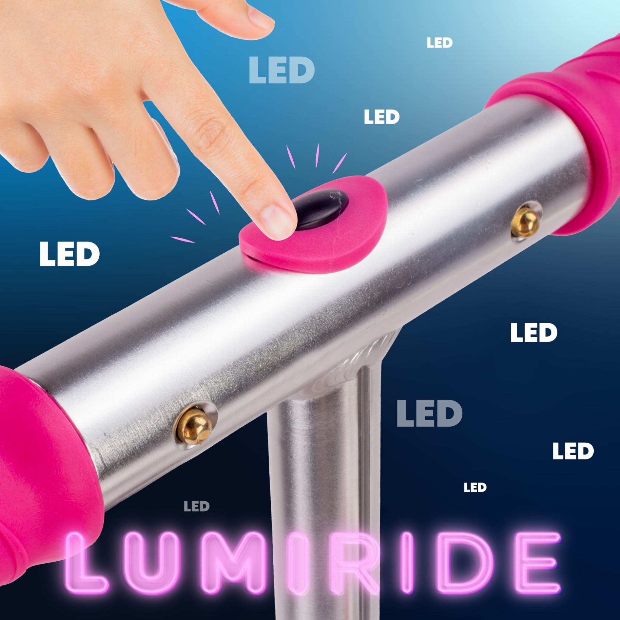 LUMI RIDE Hulajnoga dwukołowa dla dzieci składana regulowana LED 7 kolorów 20 programów biały Sun Baby