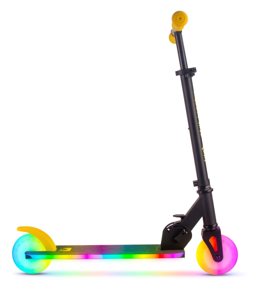 LUMI RIDE Hulajnoga dwukołowa dla dzieci składana regulowana LED 7 kolorów 20 programów czarny żółty Sun Baby