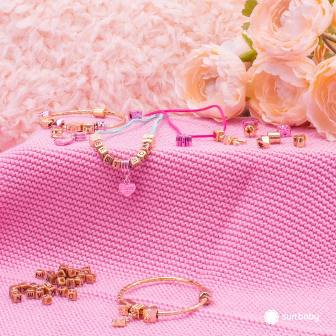 Zestaw do robienia bransoletek biżuterii zawieszki koraliki bransoletki naszyjniki 65 el Sun Baby