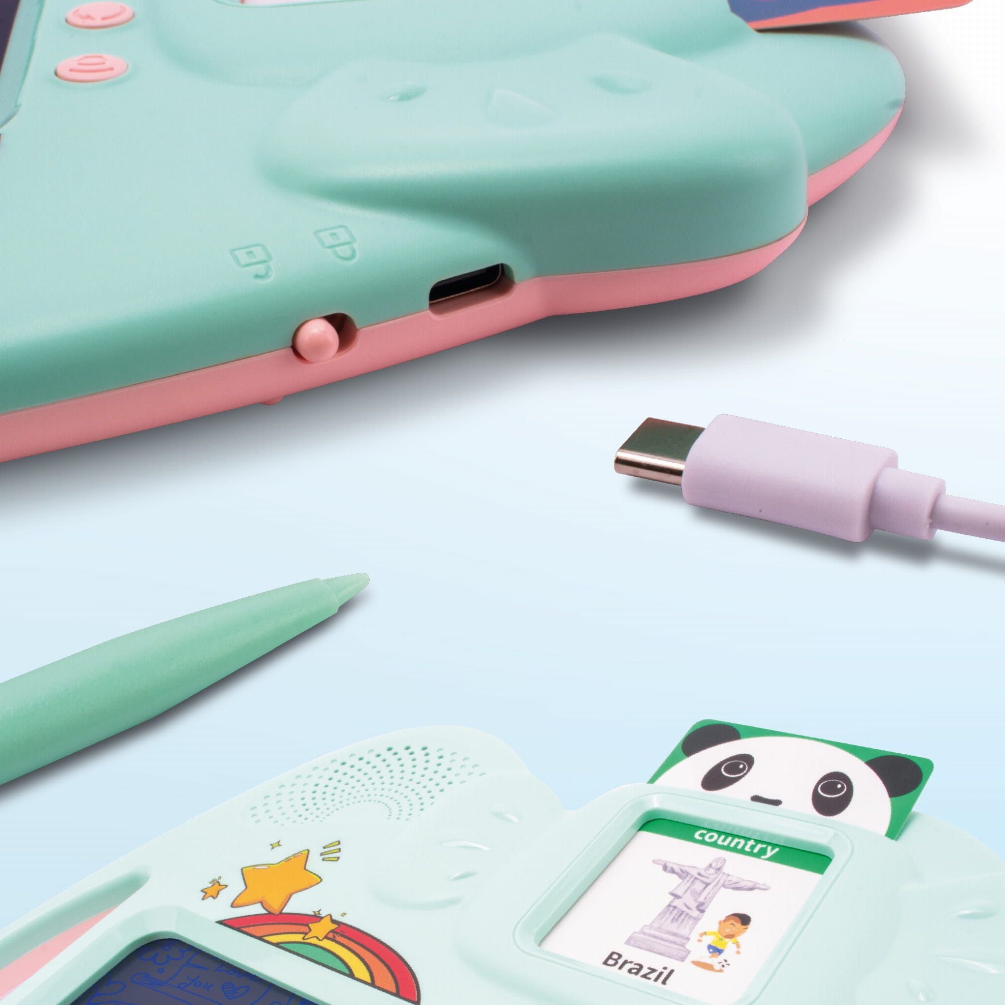 Tablet do rysowania znikopis Czytnik kart do nauki języka angielskiego 2w1 112 kart dwustronnych zielony Sun Baby