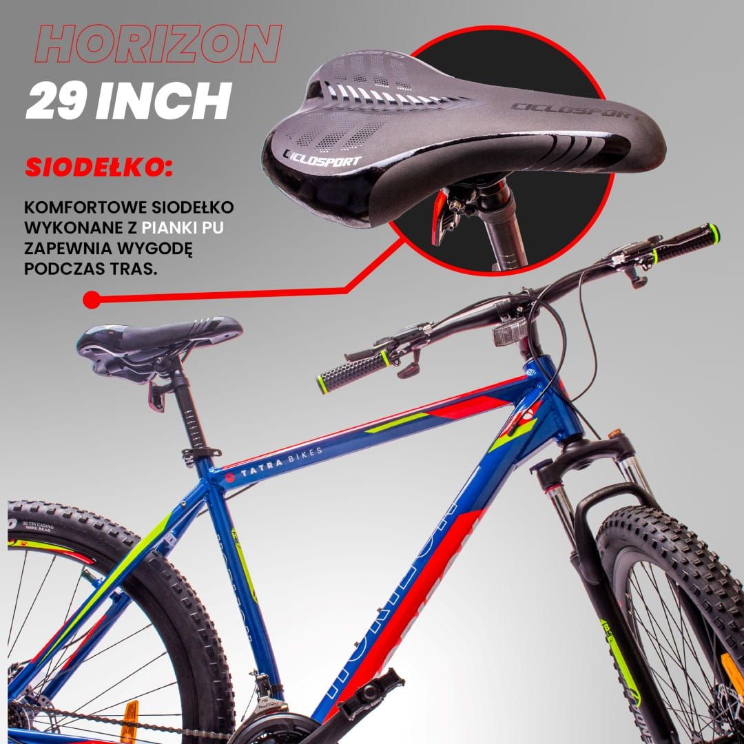 29-Zoll-Mountainbike mit Shimano-Schaltung, leichtem Aluminiumrahmen, Tatra Bikes Horizon, blau