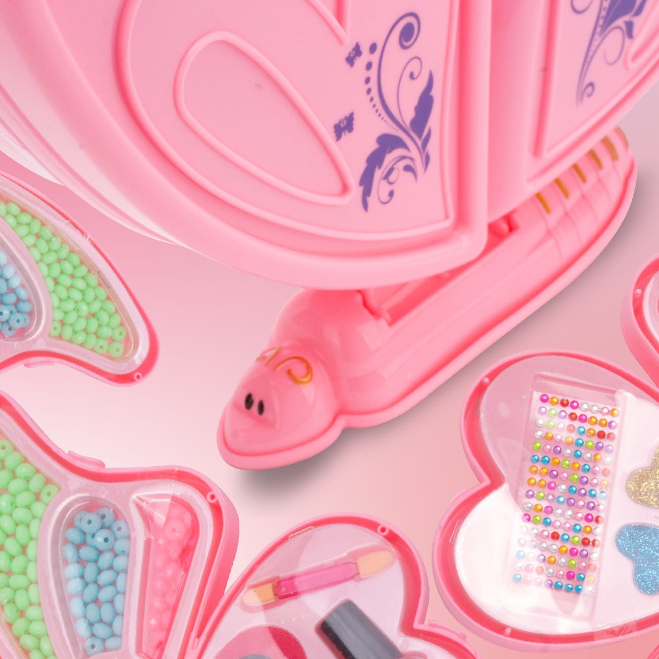 Zestaw do robienia bransoletek biżuterii makijażu koraliki Makeup naklejki lakier Diy Motyl 2w1 Sun Baby