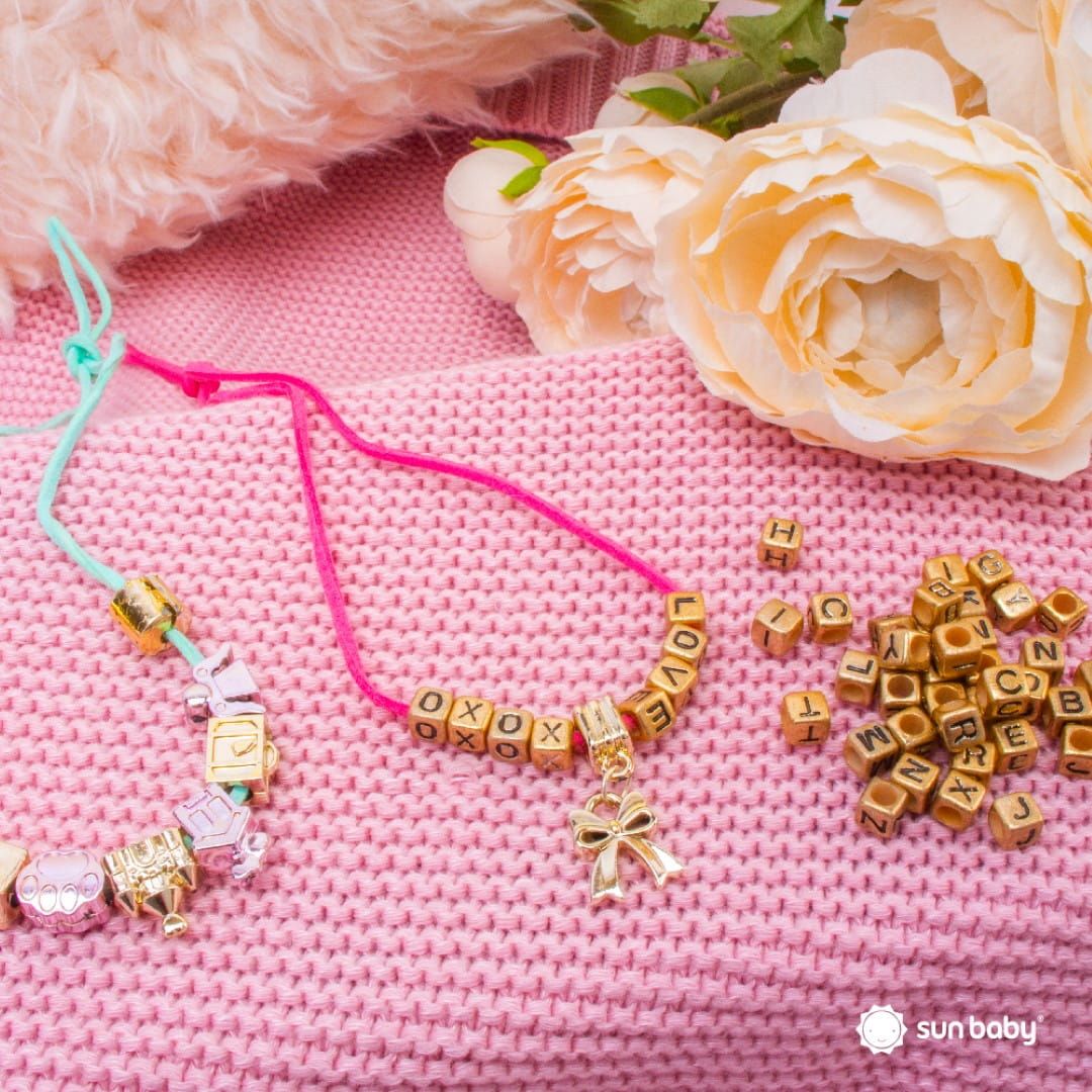 Zestaw do robienia bransoletek biżuterii zawieszki koraliki bransoletki naszyjniki 120 el Sun Baby