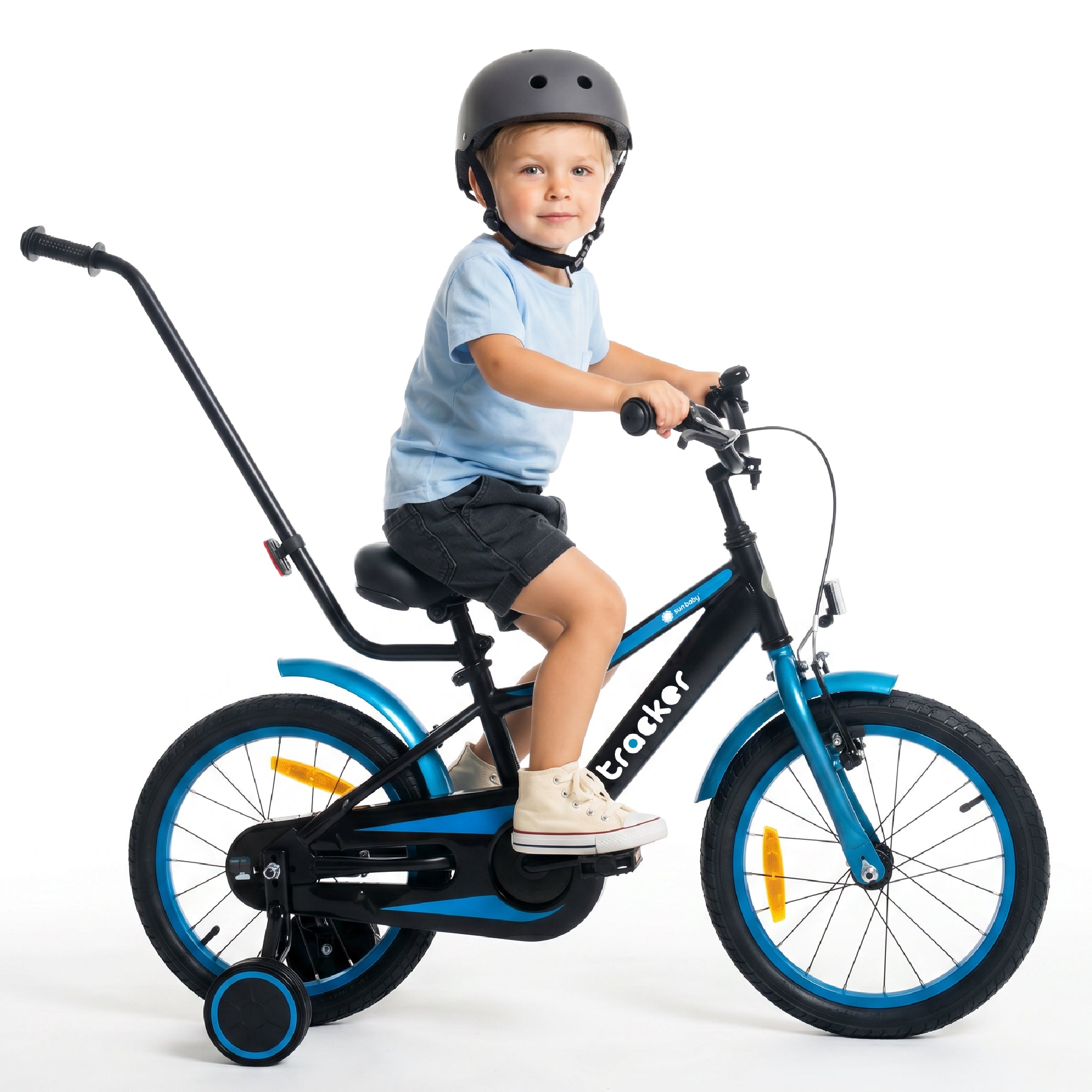 Jungenfahrrad 16 Zoll Tracker-Fahrrad neonblau